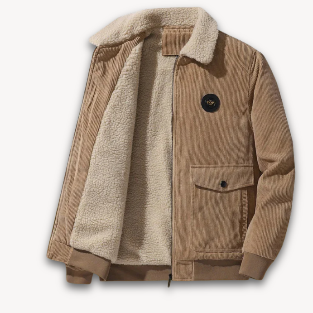 ModeGeist | Herren Wintercord-Jacke mit Sherpa-Futter