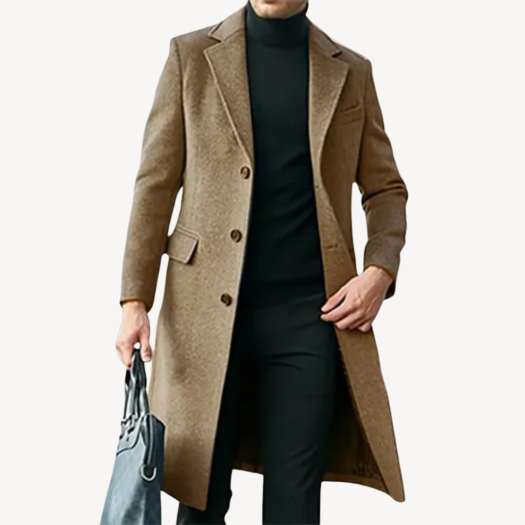 ModeGeist | Herren Wollmantel - Eleganter & Warmer Langer Mantel