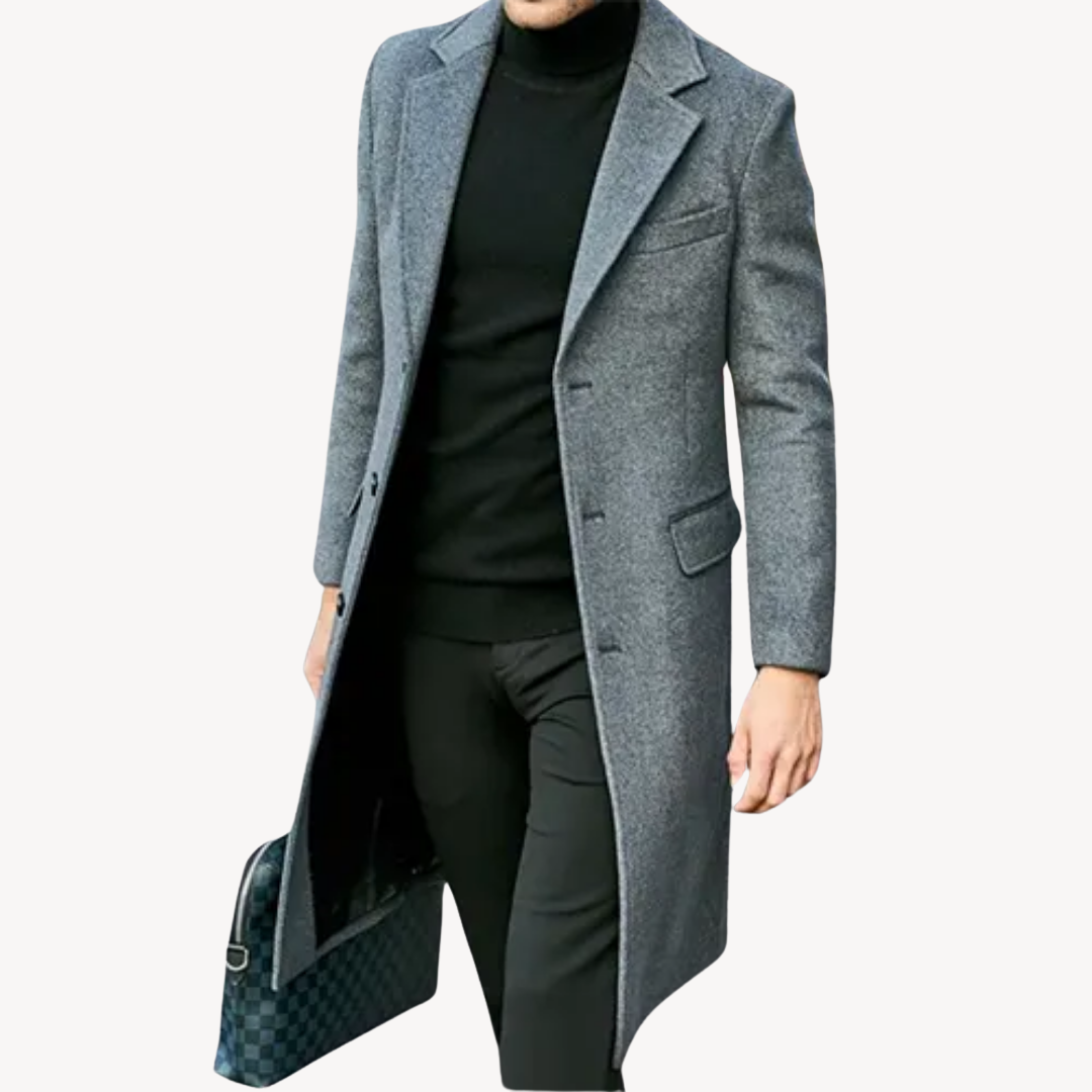 ModeGeist | Herren Wollmantel - Eleganter & Warmer Langer Mantel