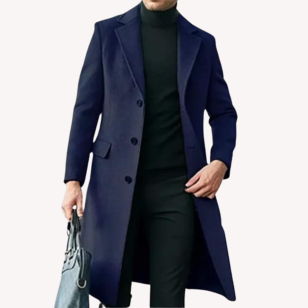 ModeGeist | Herren Wollmantel - Eleganter & Warmer Langer Mantel