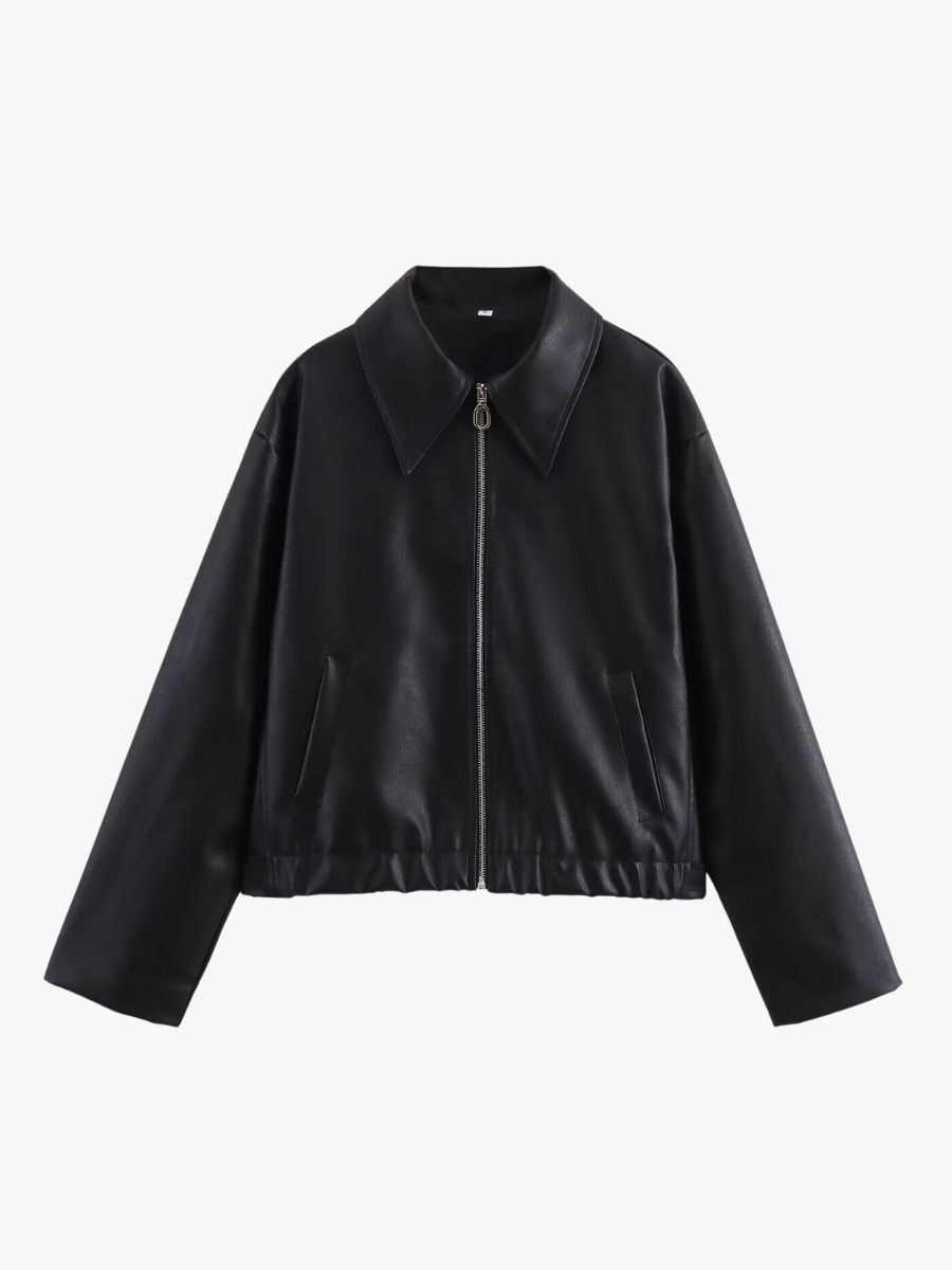 ModeGeist | Modische Kunstlederjacke in Weinrot