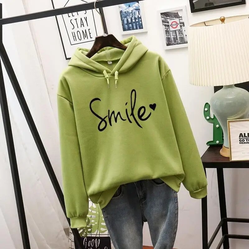 Lässiger Damen-Kapuzenpullover mit Smile-Motiv von Fudus