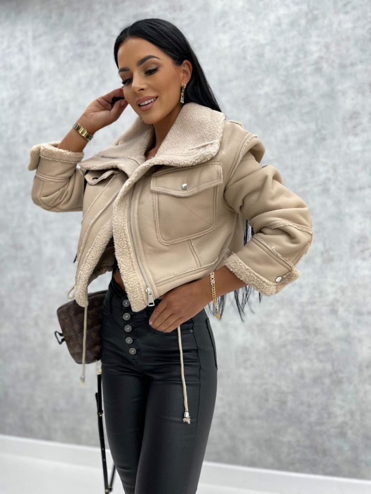 ModeGeist | Motorradjacke mit Revers und Sherpa-Futter