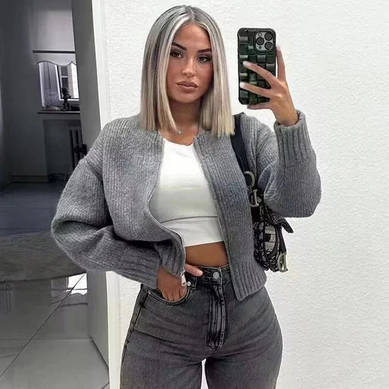 ModeGeist | En Strick Zip große Größe für Frauen Strick