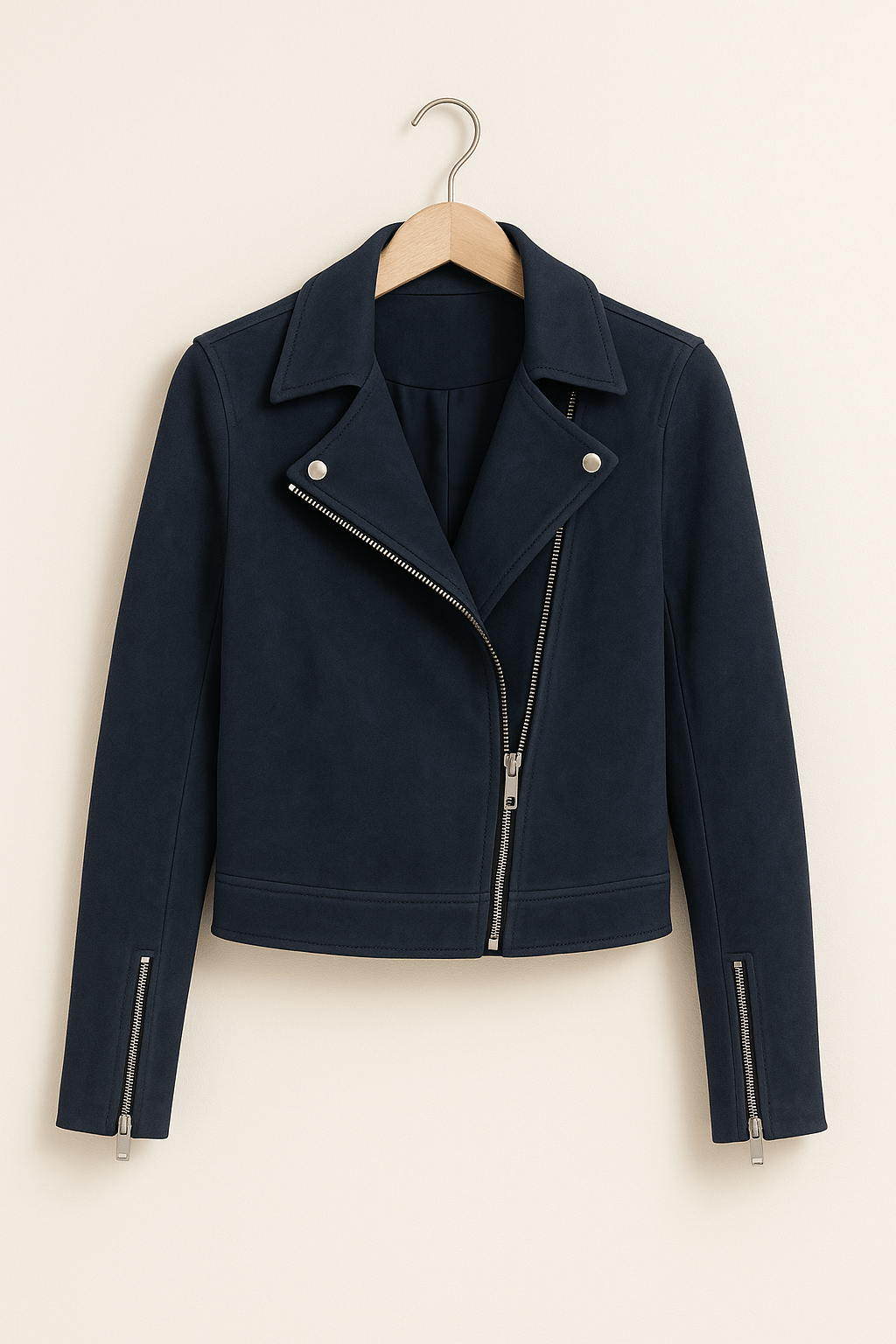 ModeGeist | Bikerjacke Aus Wildlederimitat Stylische Übergangsjacke mit Reißverschlussdetails