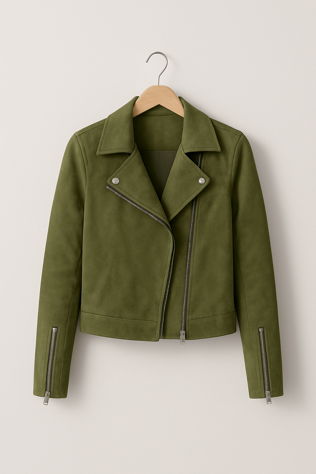 ModeGeist | Bikerjacke Aus Wildlederimitat Stylische Übergangsjacke mit Reißverschlussdetails