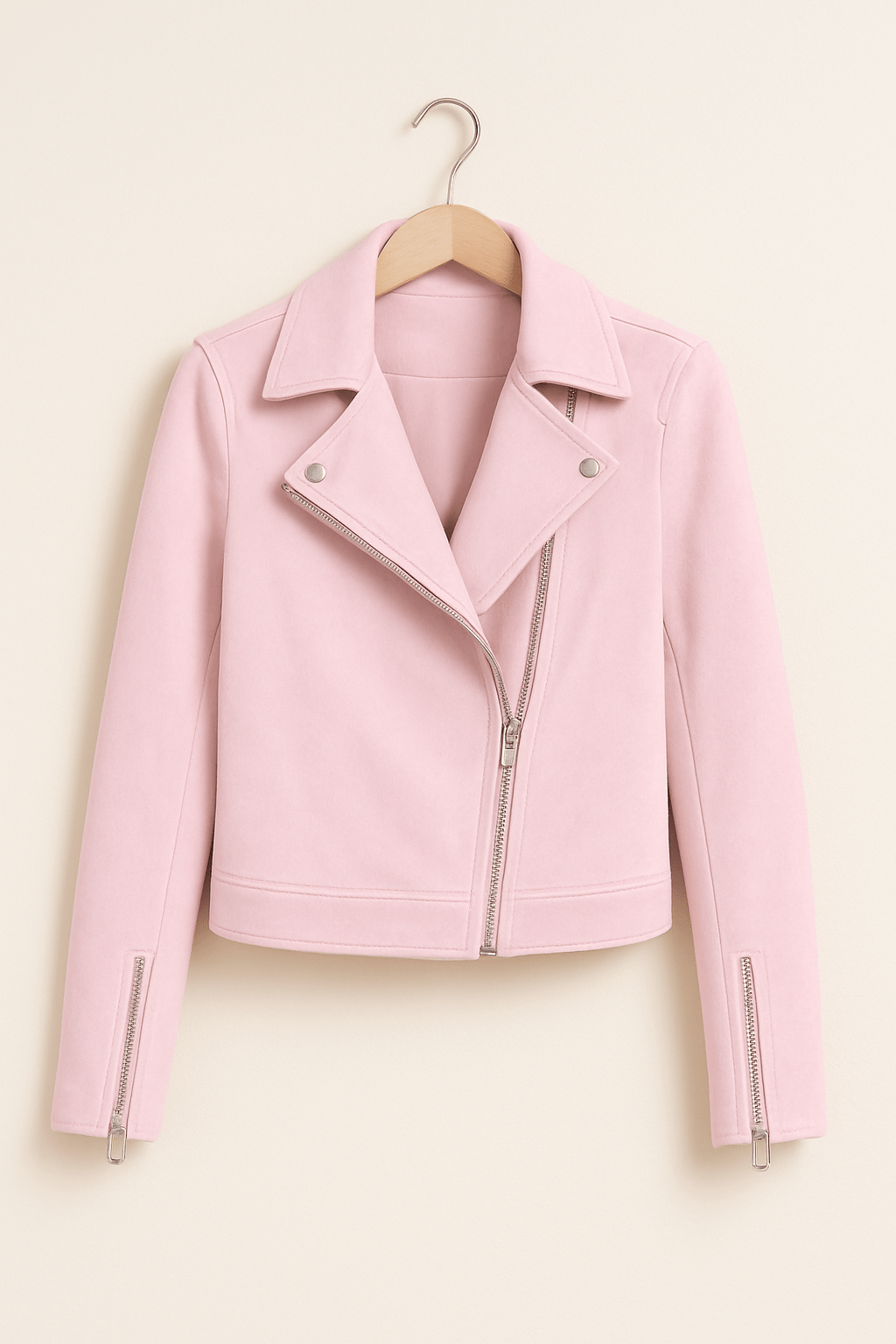 ModeGeist | Bikerjacke Aus Wildlederimitat Stylische Übergangsjacke mit Reißverschlussdetails