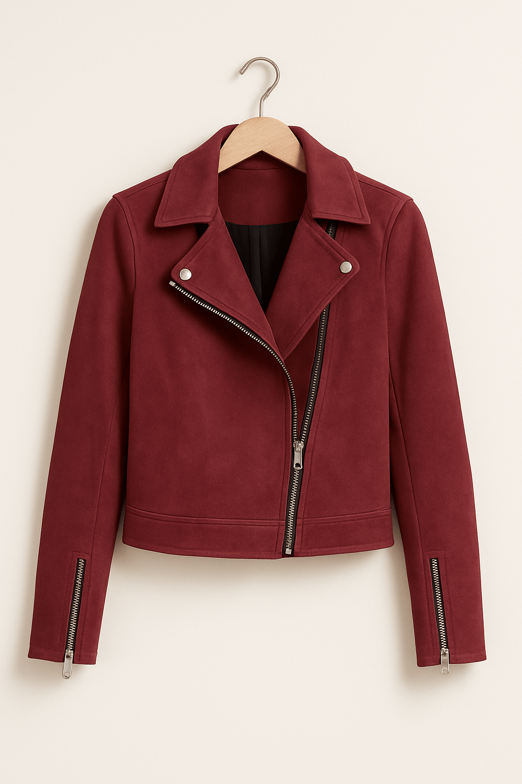 ModeGeist | Bikerjacke Aus Wildlederimitat Stylische Übergangsjacke mit Reißverschlussdetails