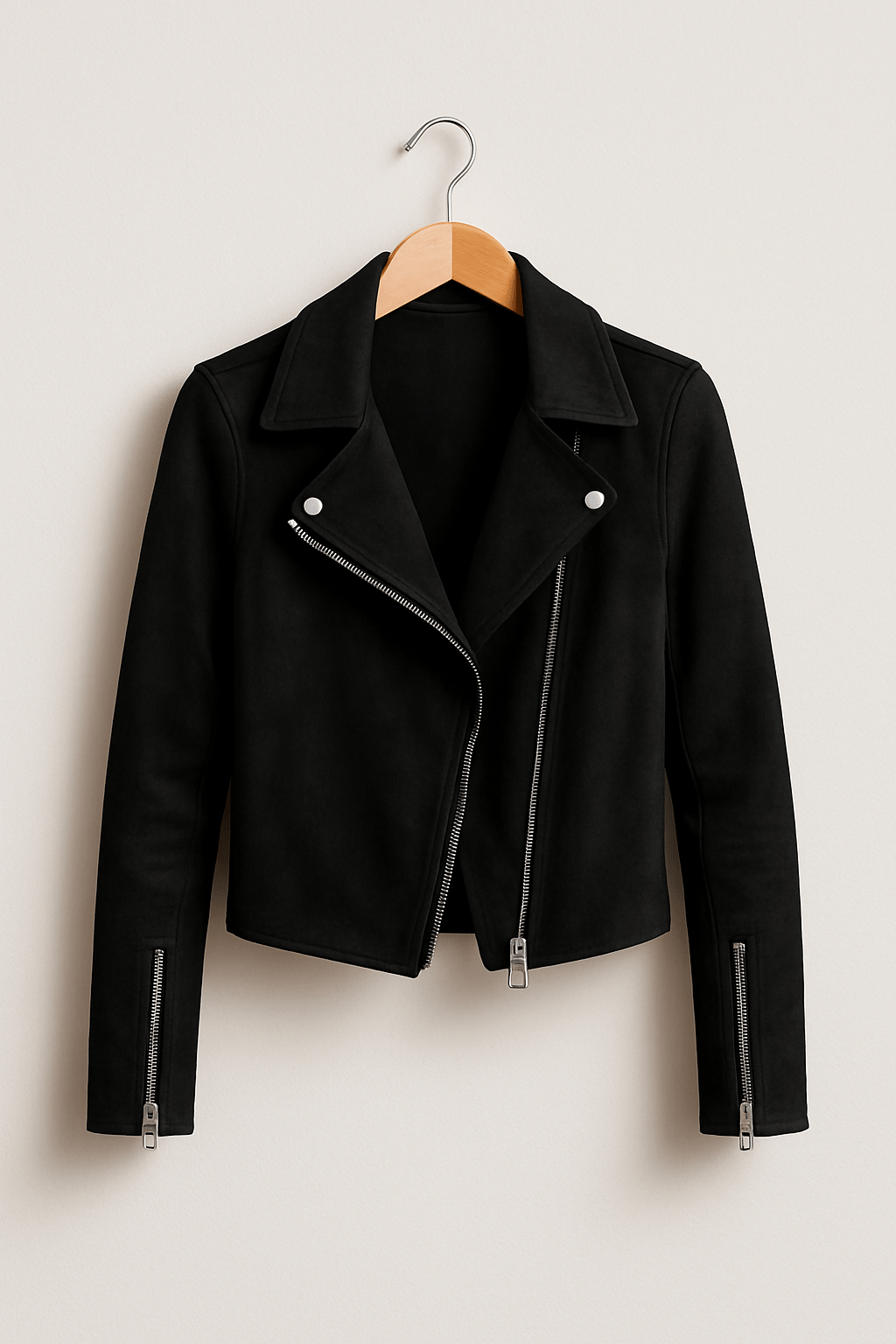 ModeGeist | Bikerjacke Aus Wildlederimitat Stylische Übergangsjacke mit Reißverschlussdetails