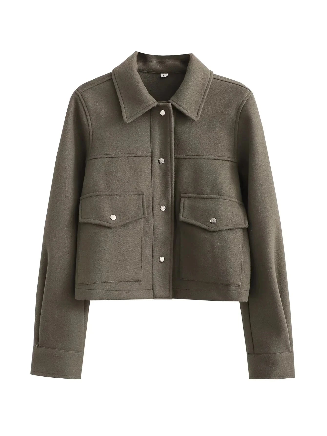 ModeGeist | Kurzjacke - Wollmischung - Maßgeschneiderte Passform - Utility-Stil - Knopfverschluss