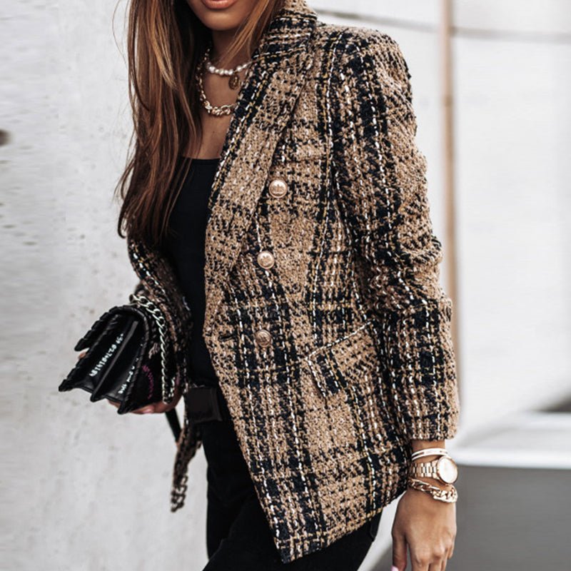ModeGeist | Langarm Kariert Blazer - Strick