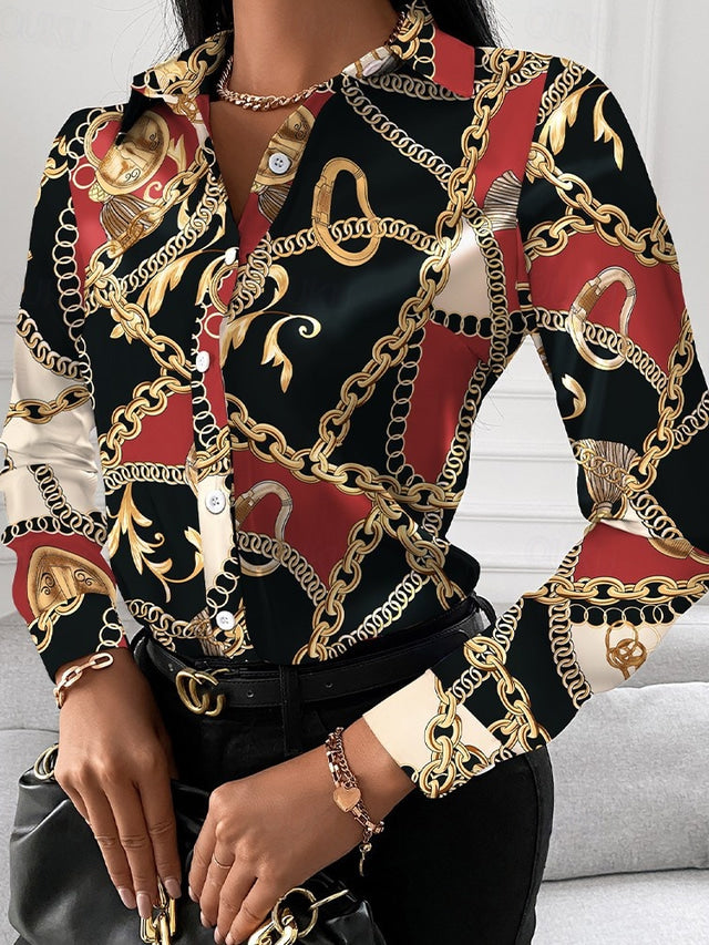 ModeGeist | Schicke Damenbluse mit Goldenen Details