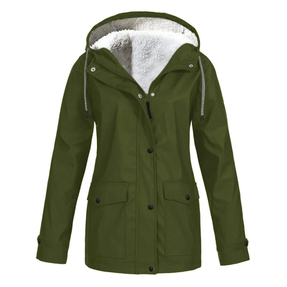 ModeGeist | Parka Jacke - Kunstfell Gefüttert - mit Kapuze und Kordelzug - Warm Isoliert