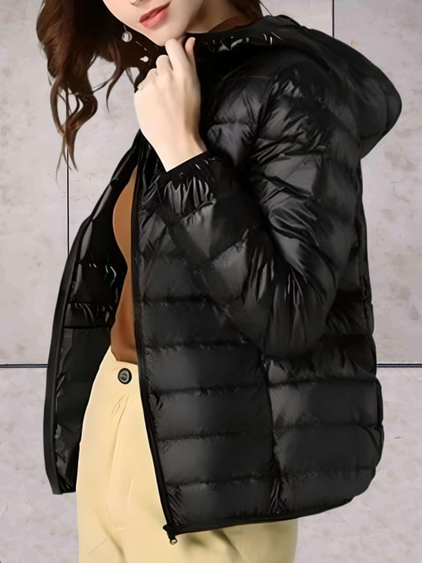 ModeGeist | Warme Daunenjacke mit Kapuze für Frauen