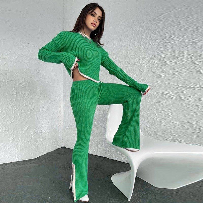 MODEGEIST Damen Strick-Zweiteiler Entspannte Passform Vielseitig Casual