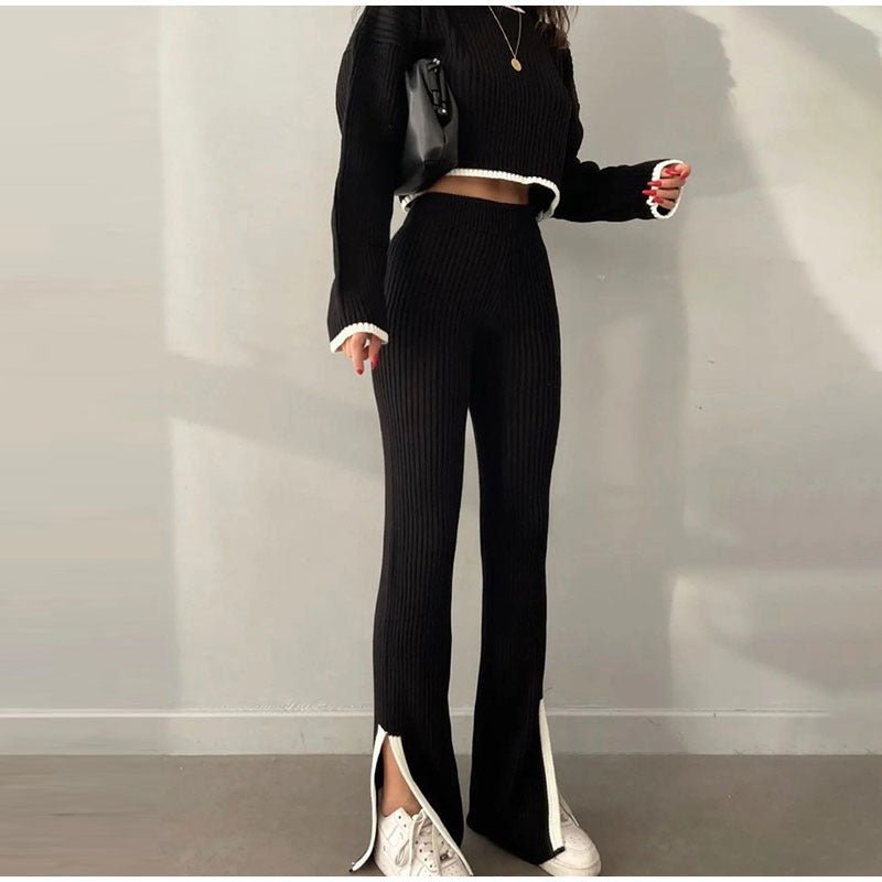MODEGEIST Damen Strick-Zweiteiler Entspannte Passform Vielseitig Casual