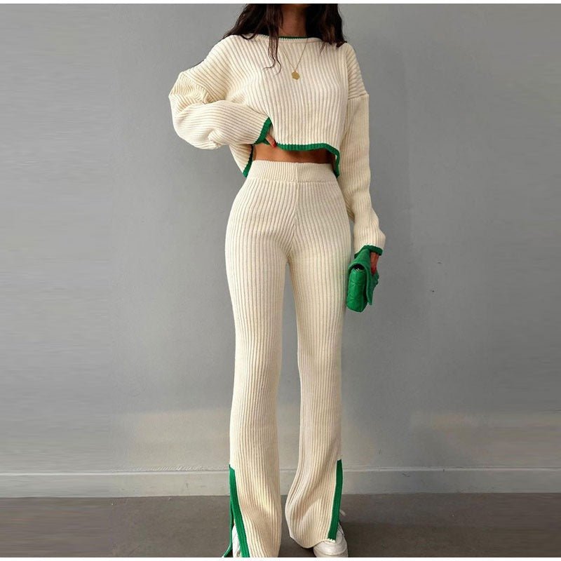 MODEGEIST Damen Strick-Zweiteiler Entspannte Passform Casual Set