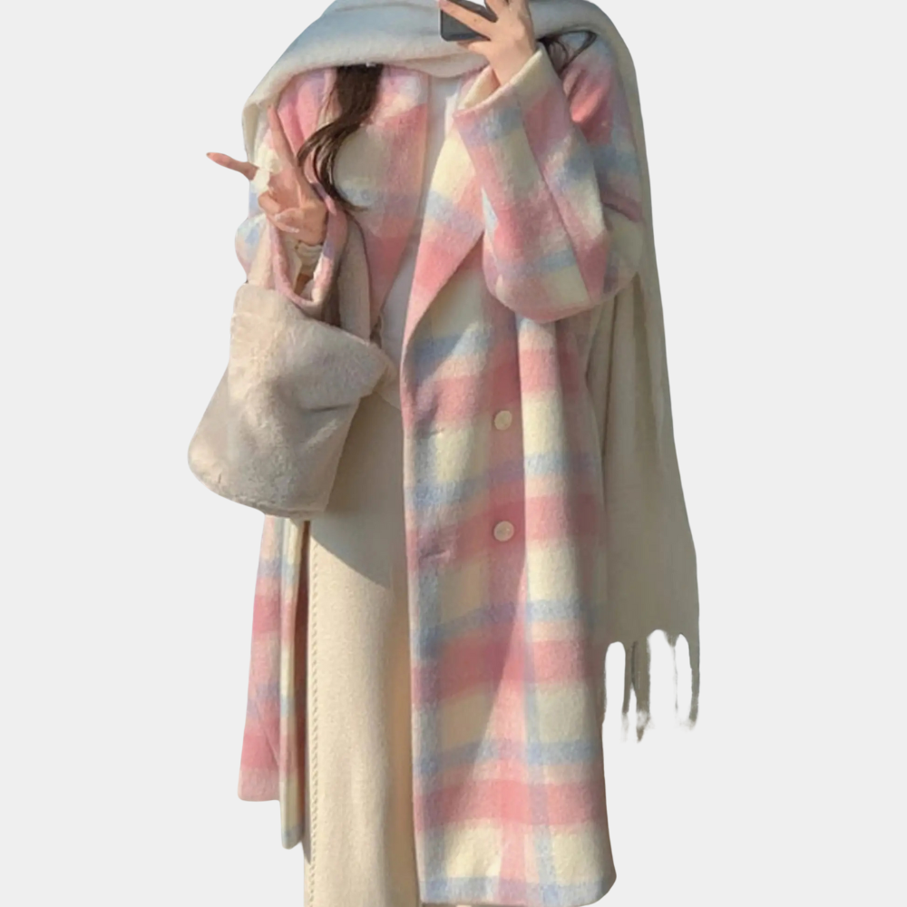 ModeGeist | Eleganter Karierter Wintermantel für Damen