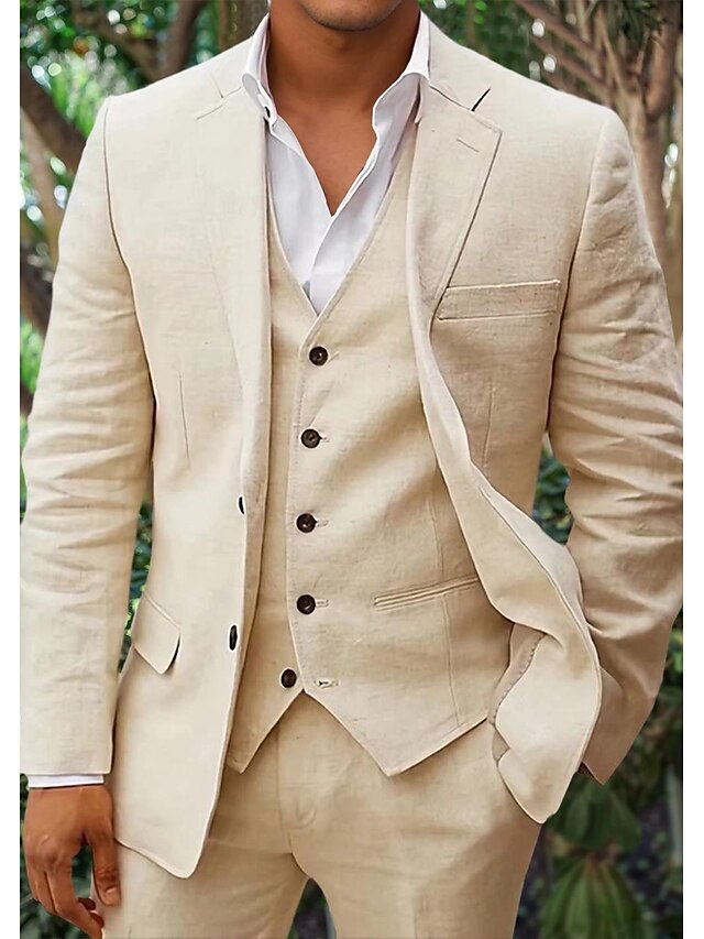 Herren-Anzug aus Leinen: Blazer, Weste und Hose (3-teilig)