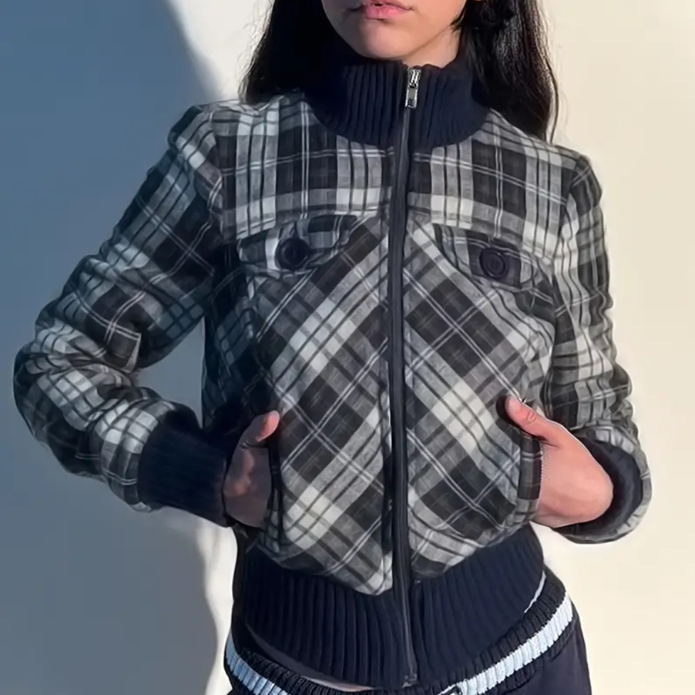 ModeGeist | Damenjacke mit Hohem Kragen für den Herbstgebrauch