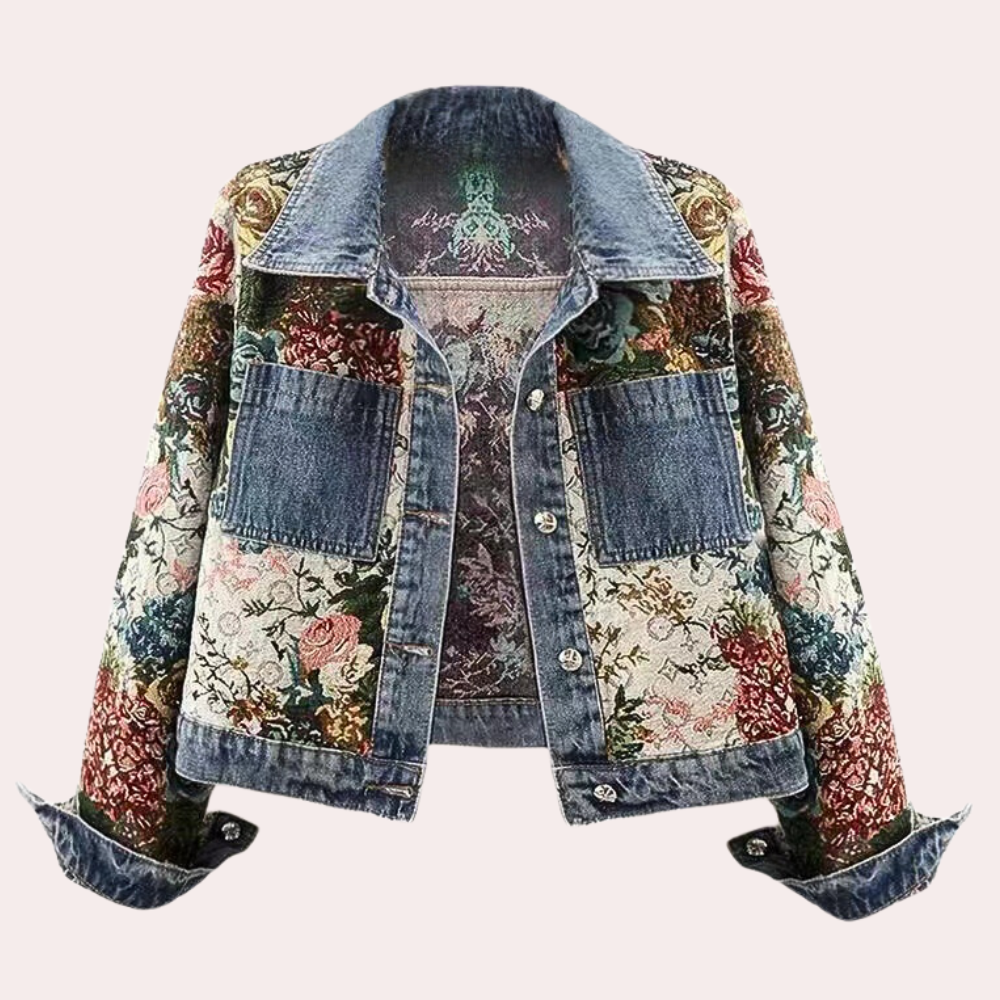 ModeGeist | Elegante Blumen Denimjacke für Damen für den Herbst