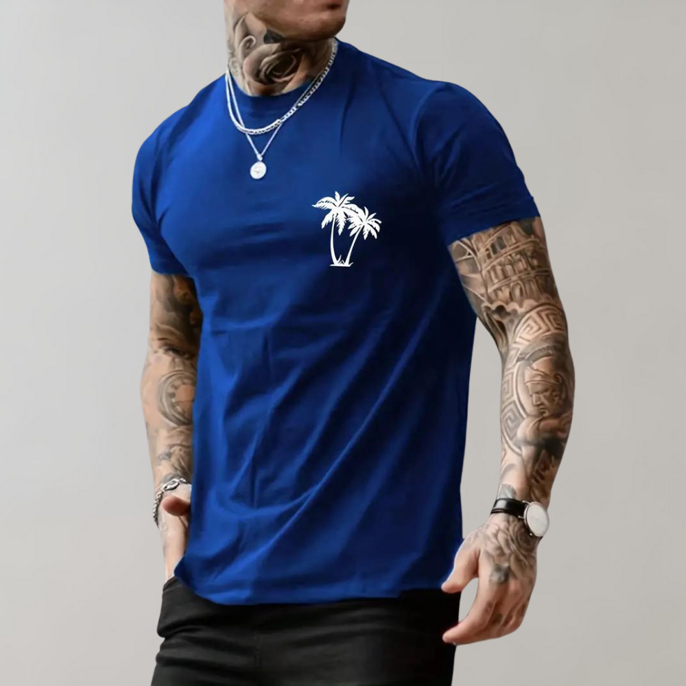 Pius Sommer-T-Shirt mit Palmen-Motiv