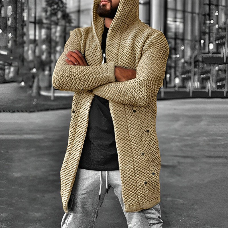 ModeGeist | Mittlange Herren – Strickcardigan mit Kapuze