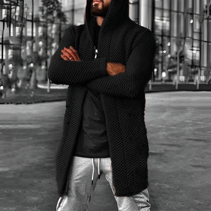 ModeGeist | Mittlange Herren – Strickcardigan mit Kapuze