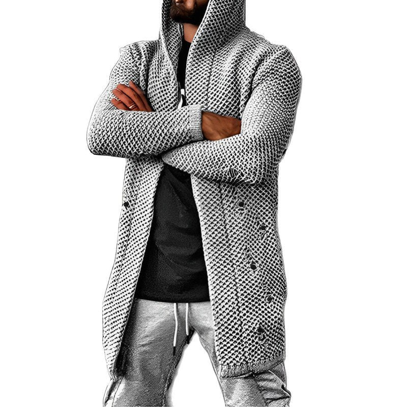 ModeGeist | Mittlange Herren – Strickcardigan mit Kapuze