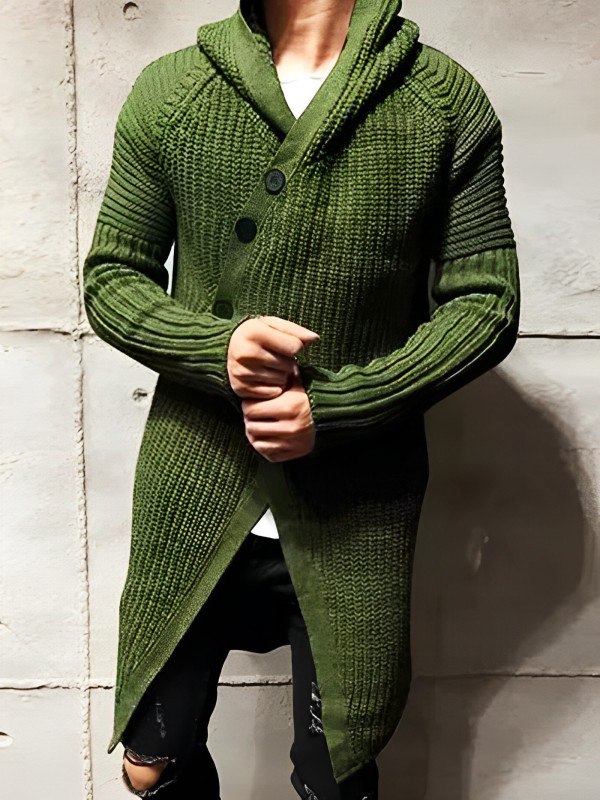 ModeGeist | Strickjacke mit Kapuze Aus Langem Strick