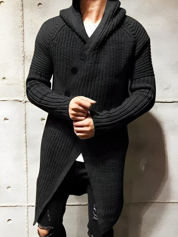 ModeGeist | Strickjacke mit Kapuze Aus Langem Strick