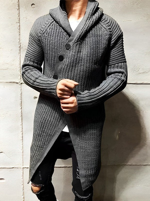 ModeGeist | Strickjacke mit Kapuze Aus Langem Strick