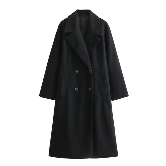 MODEGEIST Damen Klassischer Mantel Tailliert Schwarz