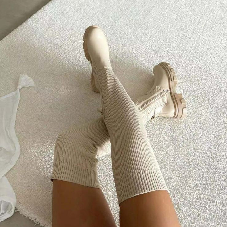 ModeGeist | Stilvolle Damen Knielange Stiefel mit Reißverschluss
