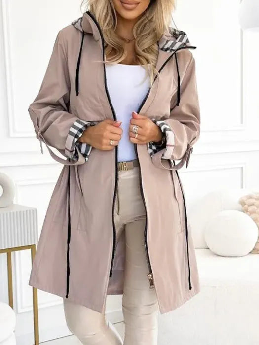 MODEGEIST Damen Zip-Mantel wasserdicht winddicht Kapuze Winter funktional
