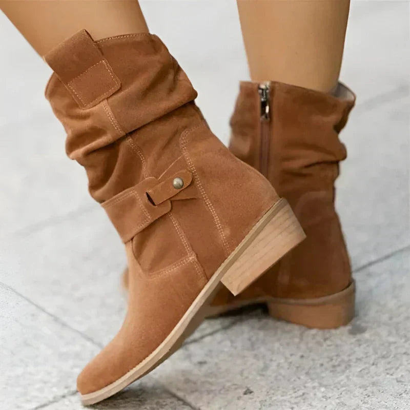 MODEGEIST Damen Stiefel weiche Sohlen bequeme Passform Leder schwarz