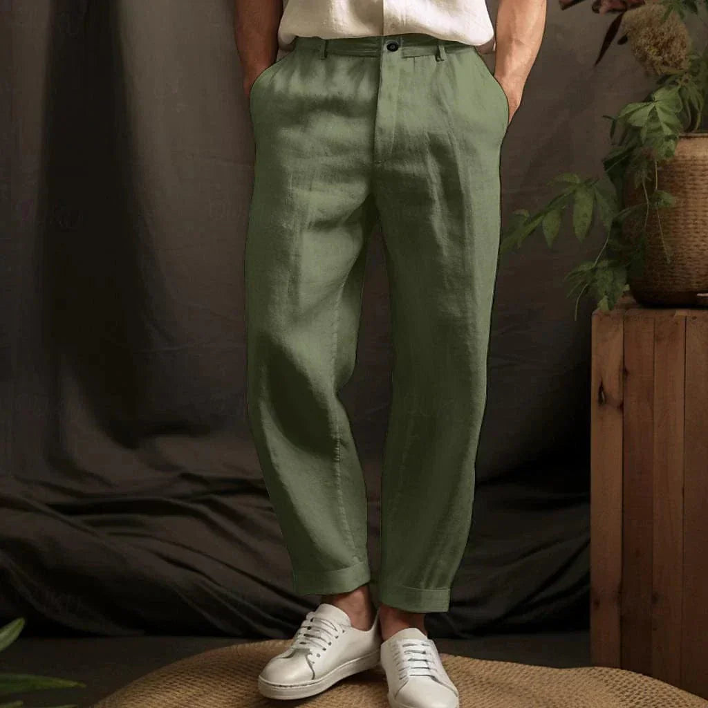 Elegante Herren-Leinenhose mit spitz zulaufenden Knöcheln