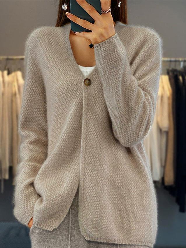 ModeGeist | Cardigan - Schlichter V-Ausschnitt Gestrickter Cardigan Pullover