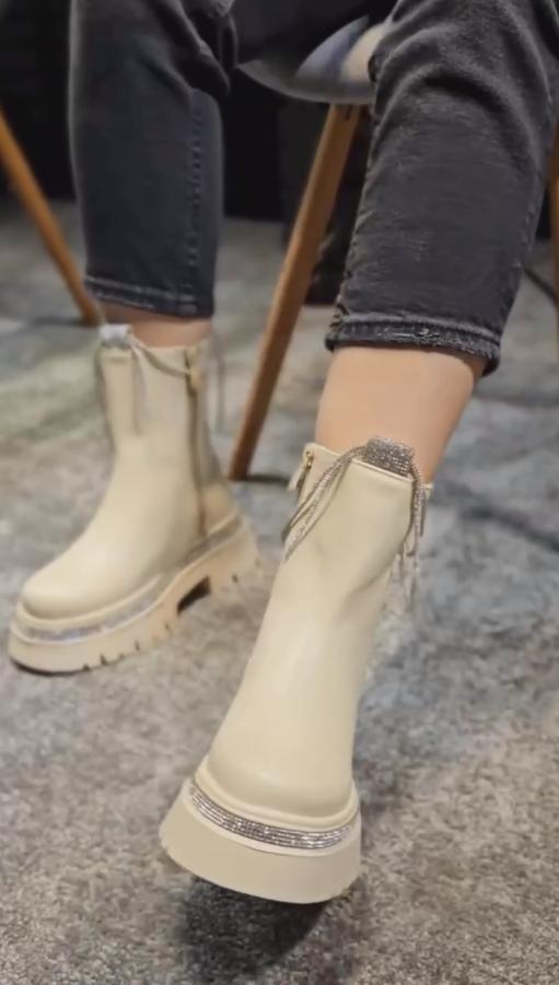 Velvit Casual Stiefel aus Leder mit Pailletten