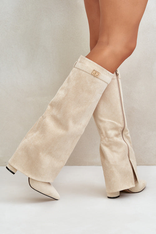 ModeGeist | Elegante Kniehoge Stiefel mit Riemchen