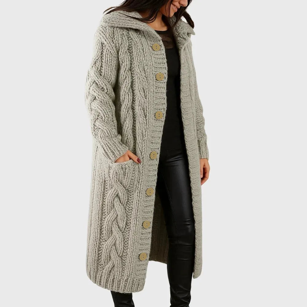MODEGEIST Damen Mantel Warm Strukturiert Taschen Übergangsmantel
