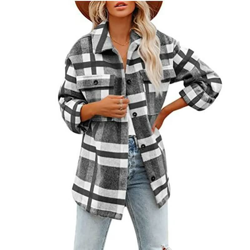 ModeGeist | Karierte Bluse Aus Baumwollmischung für Den Herbst Damen