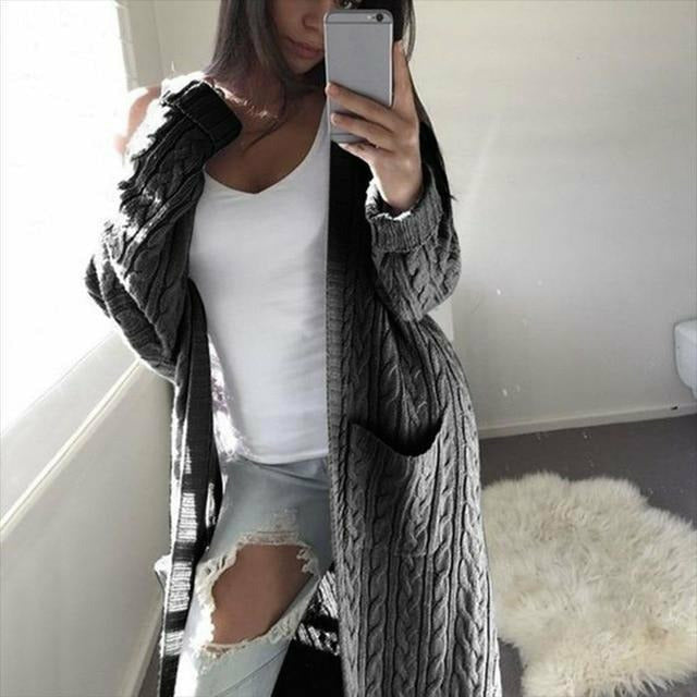 ModeGeist | Warme Lange Strickjacke