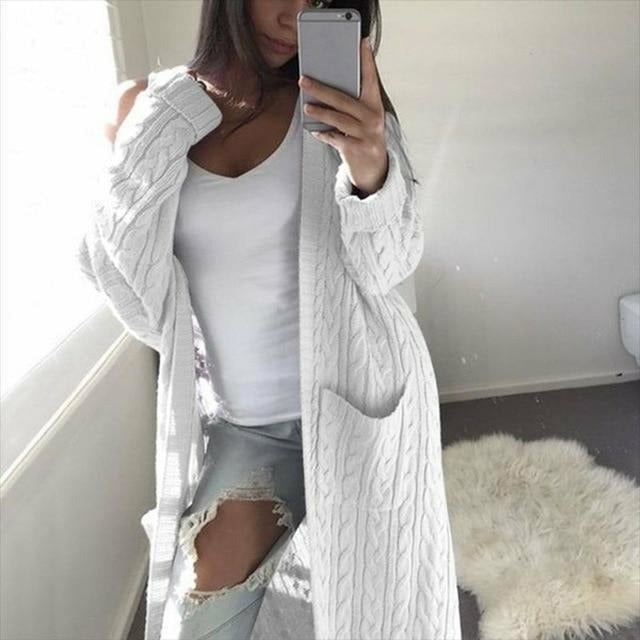 ModeGeist | Warme Lange Strickjacke für Gemütliche Tage