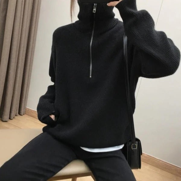 Mirabella Damen-Pullover, lässiger Halbzip