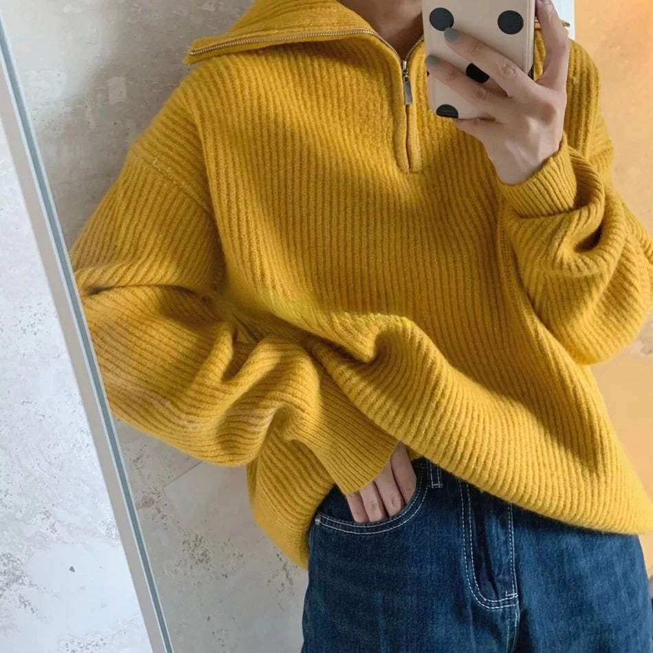 Mirabella Damen-Pullover, lässiger Halbzip