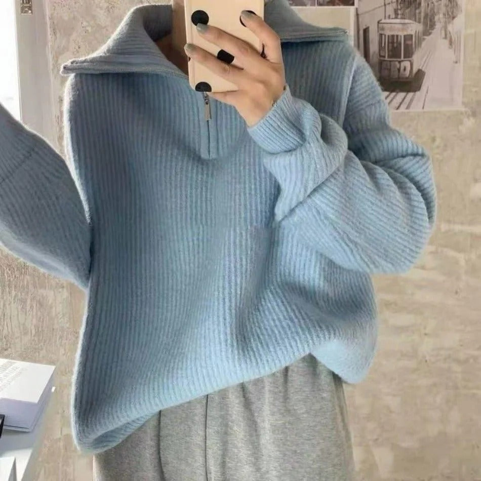 Mirabella Damen-Pullover, lässiger Halbzip