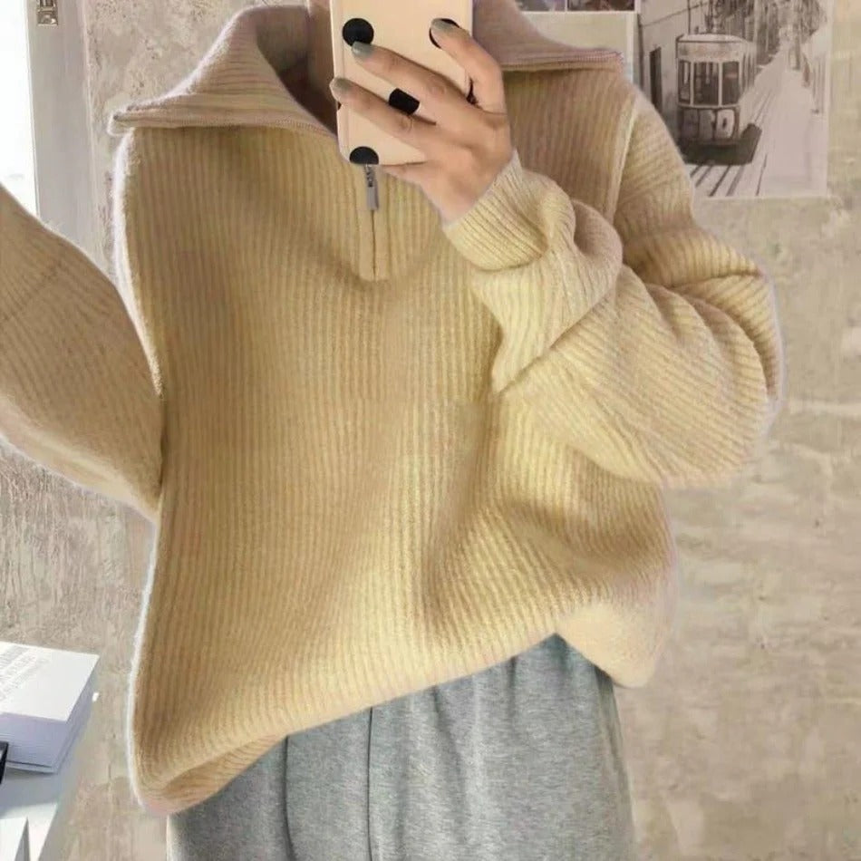 Mirabella Damen-Pullover, lässiger Halbzip