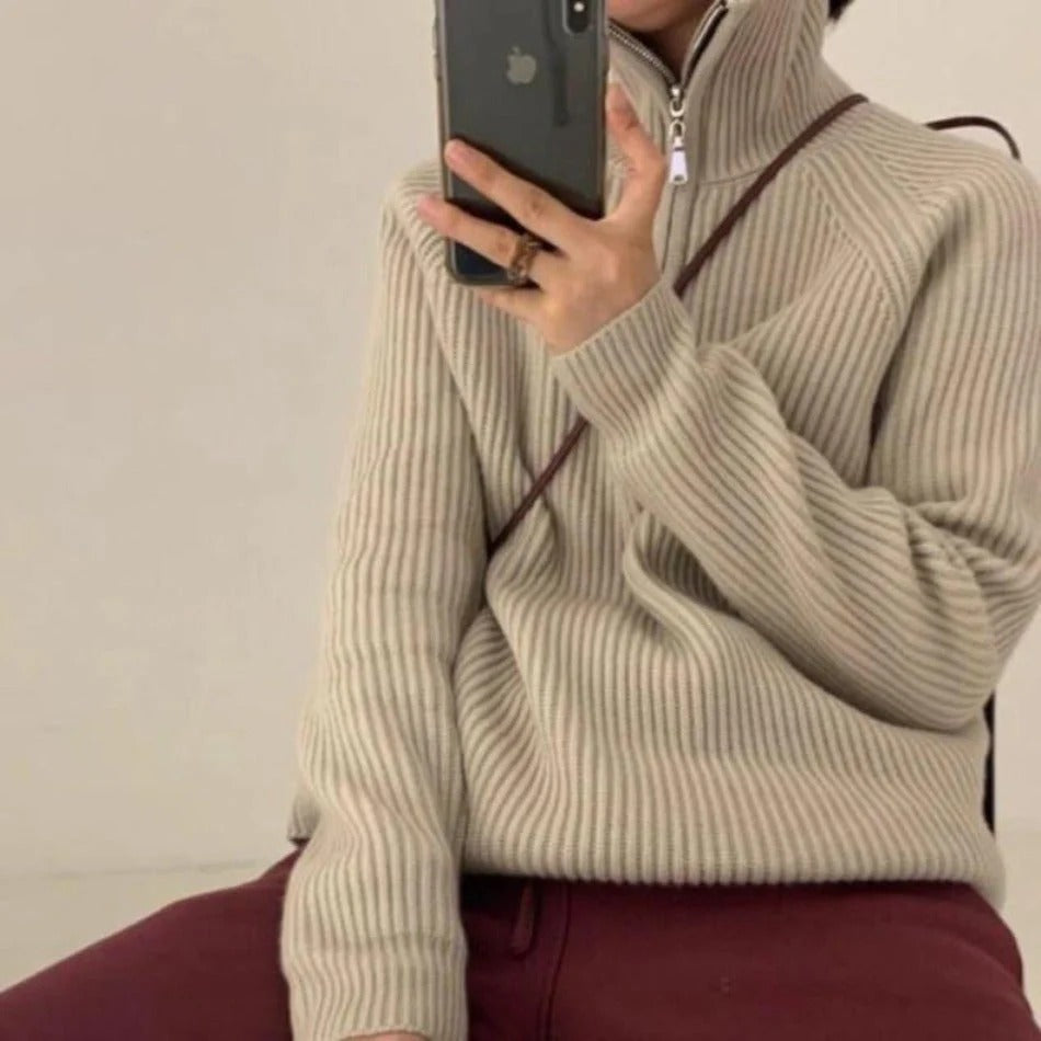 Mirabella Damen-Pullover, lässiger Halbzip