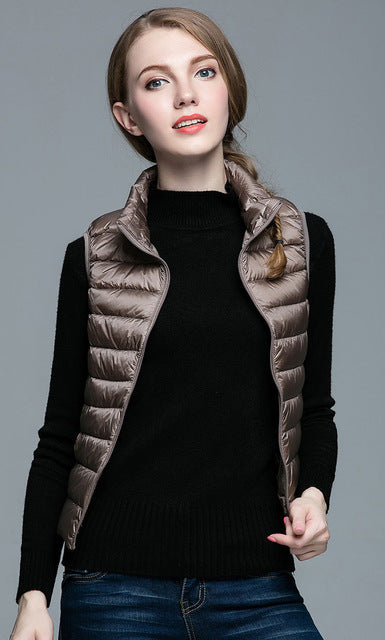 ModeGeist | Superpositionsstil ärmellose Daunenjacke